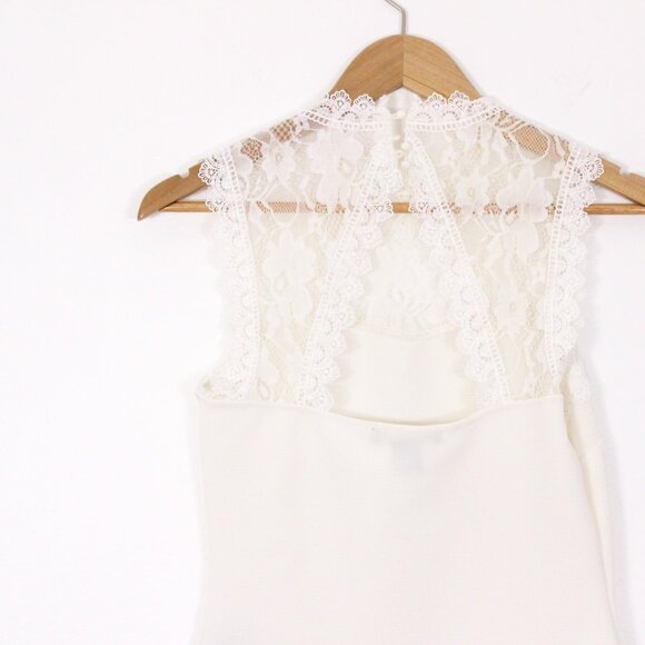 *Suzy Shier White Lace Camisole Back Button Closure Blouse - Picture 6 of 10
